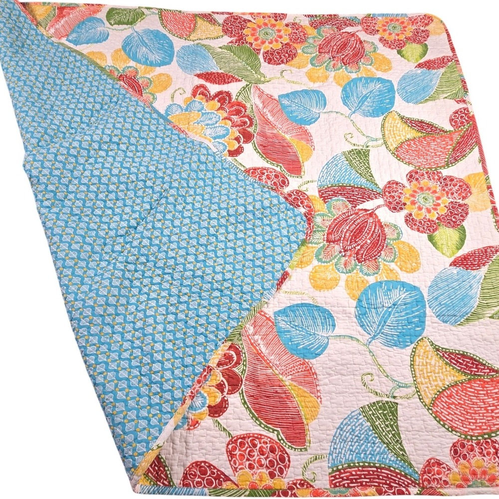 Essential Living 50"x60" 100% Cotton‎ Quilt Throw Decorative Colorful Reversible